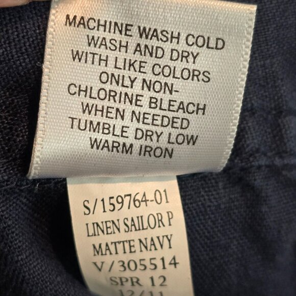 Banana Republic Women Size 14 Sailor Pants Blue Linen Wide Leg Nautical Trouser - Picture 10 of 10
